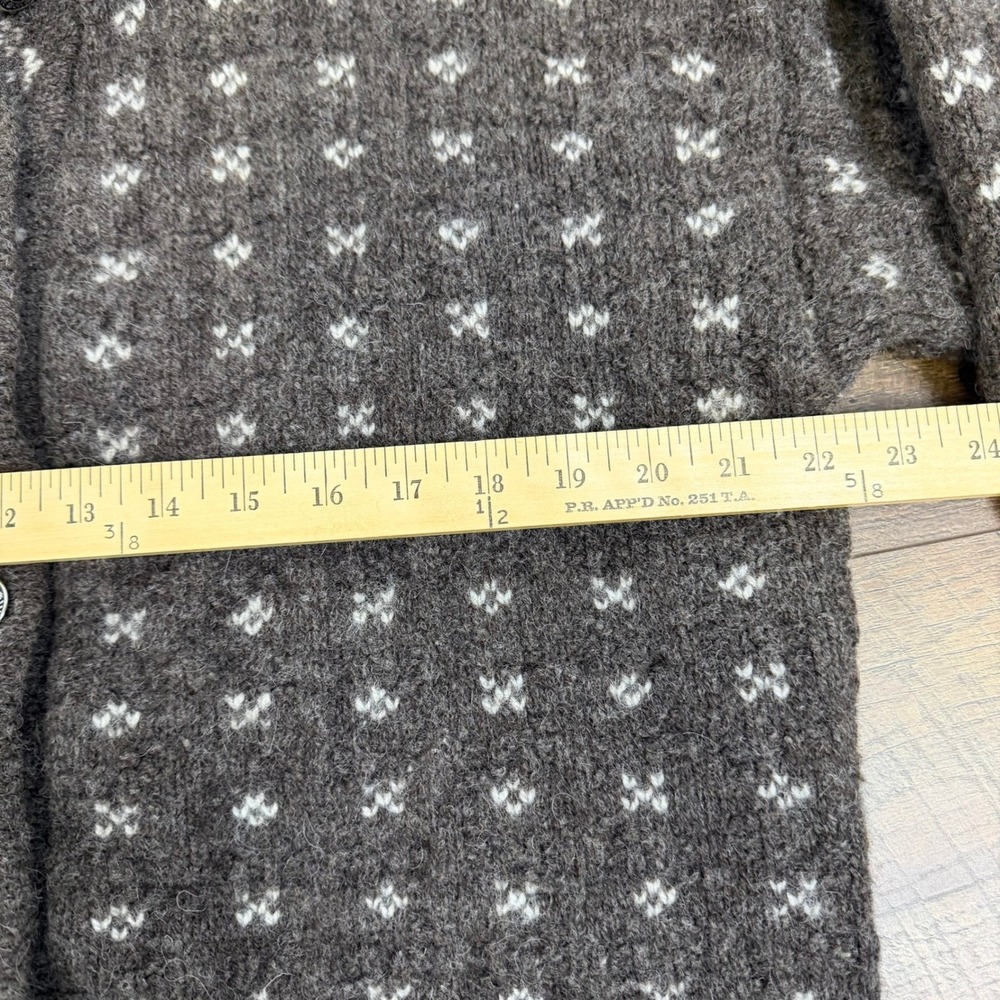 Alps Vintage 100% Wool Fair Isle Cardigan Sweater Brown Womens XL Made in USA - Picture 6 of 11